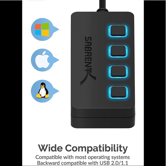 Brand New Sabrent 4-Port USB 2.0 Hub With Power Switches - Picture 2 of 11